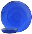 Cobalt Blue Spanish Recycled Glass Chip and Dip Set with Sunburst Pattern 14"D
