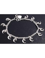 Sterling Silver Moon & Star Charms Bracelet