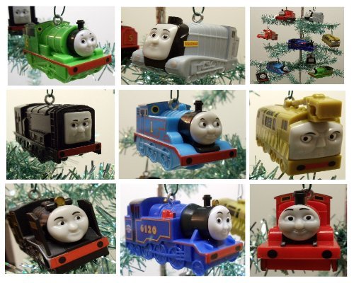 Thomas the Train 9 Piece Holiday Christmas Tree Ornament Set Featuring Thomas, Hiro, James, Percy, Belle, Spencer and Other Engine Friends Ranging from 3