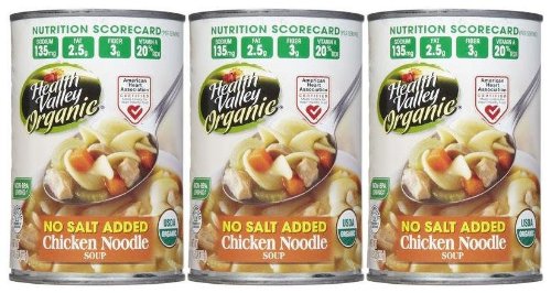 Health Valley Organic Chicken Noodle Soup, No Salt, 15 oz, 3 pk