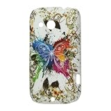 iProtect Premium Cover / Case / H�lle / Schutz f�r HTC Desire C A320e im gummierten Hard Case in der "Crazy Butterfly Edition" Wei� / Blau / Orange / Gr�n / Lilavon "iProtect"