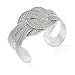 Silvertone Circle Detailed Theme Cuff Bracelet Fashion Jewelry