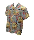 LALEELA Rocking gris tropicale imprimée chemise hawaïenne pour les hommes L Cadeau Saint - Valentine Valentin