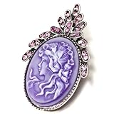 Pugster February Birthstone Oval Purple Beauty Cameo Brooches And Pins Vintage