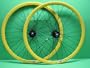 Yellow Track Fixed Gear Fixie Wheelset Weinmann DP18 Deep V