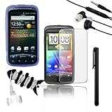 SKQUE Premium Purple TPU Skin Case + Clear Crystal Screen Protector + Earph ....