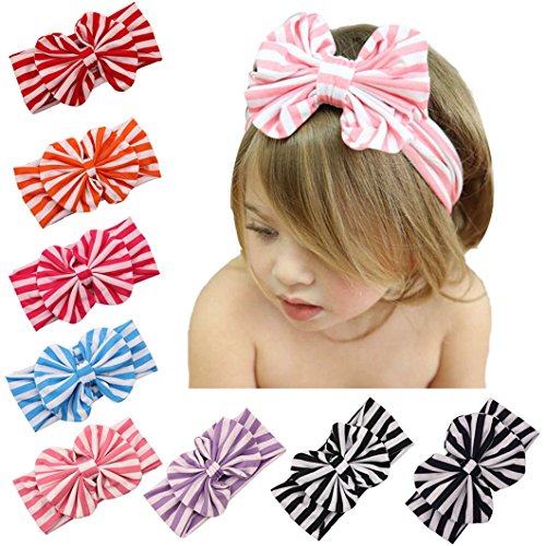 DZT1968(TM)Baby Girl Newest Stripe Bowknot Turban Headband Head Wrap Knotted Hair Band