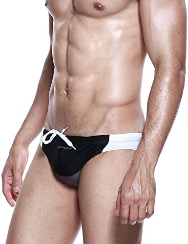 eMayLu Men's Fashion Sexy Breifs Swimming Underwear Sports Beach Trunks (BMack Size M)