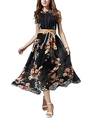 Off the Shoulder Floral Print Full Length Round Neck  Belted Cotton Maxi Dress  With Ruffles