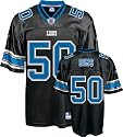 Ernie Sims Jersey: Reebok Black Replica #50 Detroit Lions Jersey