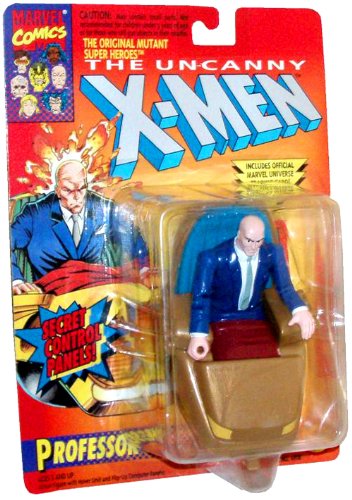  ToyBiz Year 1993 Marvel Comics "The Original Mutant Super Heroes" Series "The Uncanny X-Men" 4-1/2 Inch Tall Action Figure - Professor X (Xavier) with Hover Unit and Flip Up Computer Panels Plus Bonus Official Marvel Universe Trading Card