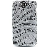 Crystal Hard Diamond with Silver Black Zebra Rhinestone Bling Design Cover Case for HTC Nexus Ones T-Mobile [WCF190]