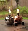 2 Assorted Copper & Nickel Tabletop Patio Torches 2 Assorted Copper & Nickel Tabletop Patio Torches