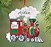 Custom Resin Train Ornament, Includes Red Hanging Ribbon, Seasonal Décor – Measures 4” Wide x 3 3/4” High