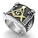 KONOV Embossed Freemason Masonic 316L Stainless Steel Band Enamel Mens Ring