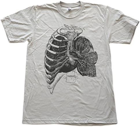 Dark Cycle Clothing Men's Anatomical Lungs T Shirt L Silver
