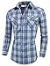 TAM Ware Men's Stylish Slim Fit Cotton Plaid Pocket Long Sleeve Shirt