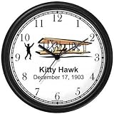 Wright Brothers at Kitty Hawk Wall Clock by WatchBuddy Timepieces (Black Frame)
