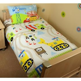 Construction Digger Cot Bed/Junior Duvet Set