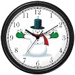 Snowman in Stovepipe Hat and Chickadee Birds 1 - JP Wall Clock by WatchBuddy Timepieces (White Frame)