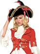 Black Pirate Hat With Feathers And Side Ribbons
