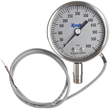 Ashcroft Stainless Steel 316 Dry-Filled XMITR Pressure Gauge, 2-1/2" Dial, +-1% Accuracy, 1/4" Male NPT Connection, Bottom Mount
