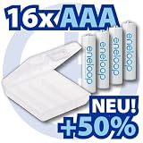 Produkt-Bild: 16 x Sanyo Eneloop Micro Akkus Batterien AAA in speziellen, robusten Akkuboxen von Lights and Energy NEUESTE VERSION HR-4UTGA 50% mehr LEBENSDAUER bis 1500 LADEZYKLEN