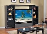 Freeport Black Finish 3pc Entertainment Center for Flat Wide Screen Projection TVs