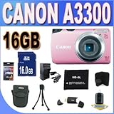 Canon Powershot A3300 16 MP Digital Camera with 5x Optical Zoom (Pink) + 16 ....