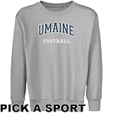 Maine Black Bears Youth Ash Custom Sport Arch Applique Crew Neck Fleece Sweatshirt - (Medium)