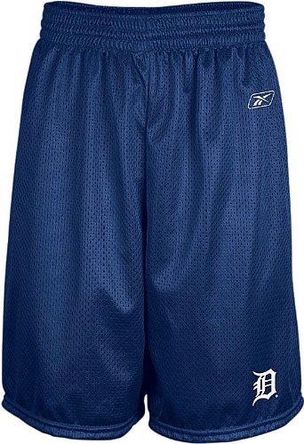 Detroit Tigers MLB 9" Inseam Blue Center Field Mesh Baseball Shorts By Reebok
