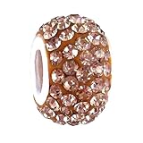 Pandora Style Charm Bead (Z421) Pave Crystal Style (14mm x 9mm) (fits Pandora, Biagi, Chamilia & Troll too) ~ Peach (Nude) Crystal