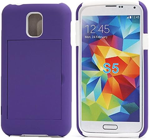 Samsung Galaxy S5 case,Coolpin (TM) Samsung Galaxy S5 Case Card Slot Steady Design Fashion and Cool Cheap Scratch-resistant Case Cover For Samsung Galaxy S5. (purple+white)