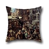 Pillowcover 18 X 18 Inch / 45 By 45 Cm(two Sides) Nice Choice For Study Room,husband,divan,car Seat,bench,chair Oil Painting Adolph Menzel - Piazza Dâ€TMErbe In Verona