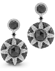 Pair of 10.60cts Black & White Diamond Earrings Made in 14K White Gold - Strong & Secure Butterfly back.