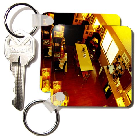 An View Into a Dining Room and Kitchen with a Table and Chairs Made to Look Miniature - Set Of 6 Key Chains An View Into a Dining Room and Kitchen with a Table and Chairs Made to Look Miniature - Set Of 6 Key Chains