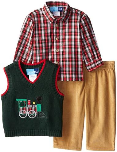 Good Lad Baby-Boys Newborn Train Motif Sweater Vest Pant Set
