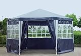 Pavillon PE Gartenzelt 6-Eck mit 6 Seitenteilen in Blau