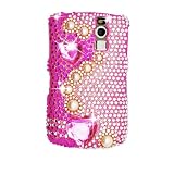 Sparkling Pink Pearl Diamond Heart Full Diamond Rhinestone Snap on Hard Skin Bling Cover Case for Blackberry Curve 8300 8310 8330