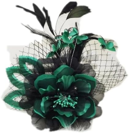Spikerking Women's Fascinators Feather Headdress Flower Brooch