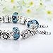 Bamoer 2015 Silver Mother and Children Hand-painted Flower Charm Glass Bead Bracelet