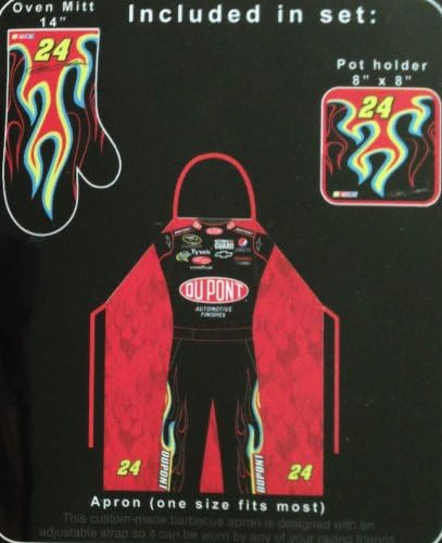 DUPONT Jeff Gordon #24 NASCAR 3 Piece Apron Gift Set (Apron, Oven Mitt, &amp; Pot Holder)