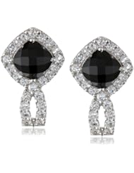 10k White Gold, Black Onyx and White Topaz Earrings