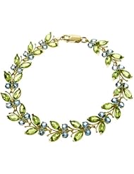 14k Gold Butterfly Bracelet with Genuine Peridot & Blue Topaz