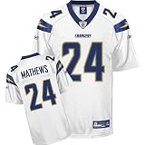 Reebok San Diego Chargers Ryan Mathews Replica White Jersey Medium