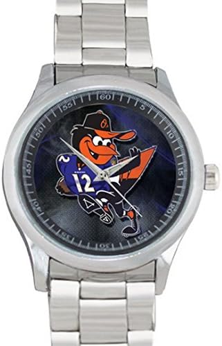 MLB Baltimore Orioles Team Logo Wrist Watch with Stainless Metal Band-Fit for a Special Gift