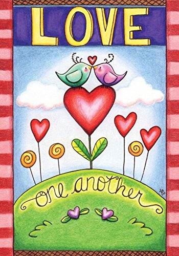 Love One Another Valentine's Day House Flag Primitive 28