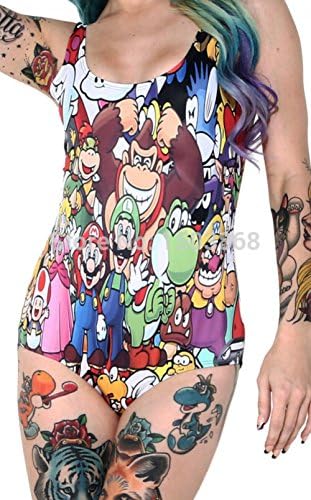 Cool Boys New Sexy Women Cartoon Swimsuit Super Mario Printing Bodysuit One Piece Swimwears For Women Wholesale
