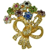 Gold Plated Ribbon Bouquet Flower Pin Brooch