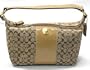 AUTHENTIC COACH ERGO SIGNATURE PATENT STRIPE SMALL/COSMETIC TOP HANDLE POUCH 41066 (Khaki/Camel)